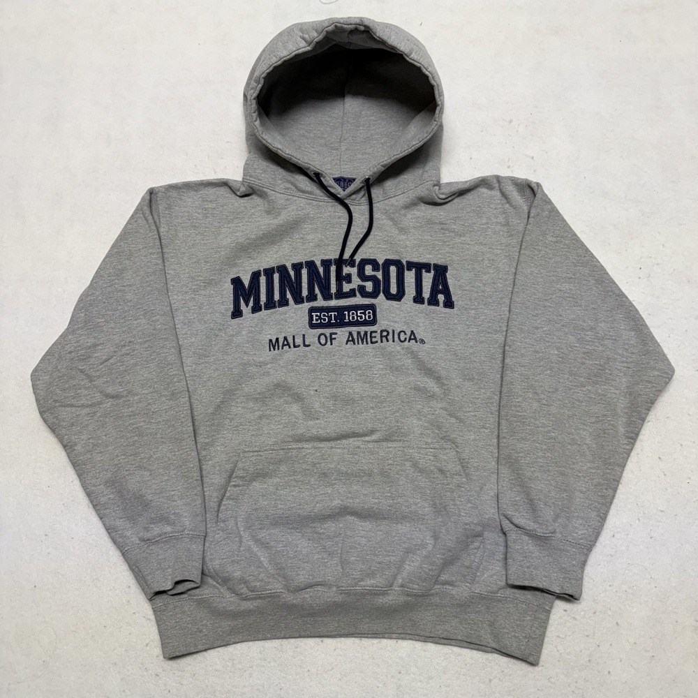 VTG Minnesota Mall Of America Mens Size Large Gray Y2K Embroidered Hoodie Skater